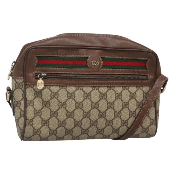 GUCCI GG Supreme Web Sherry Line Bag Pvc Beige Gold 001 56 001 56 - Picture 1 of 16